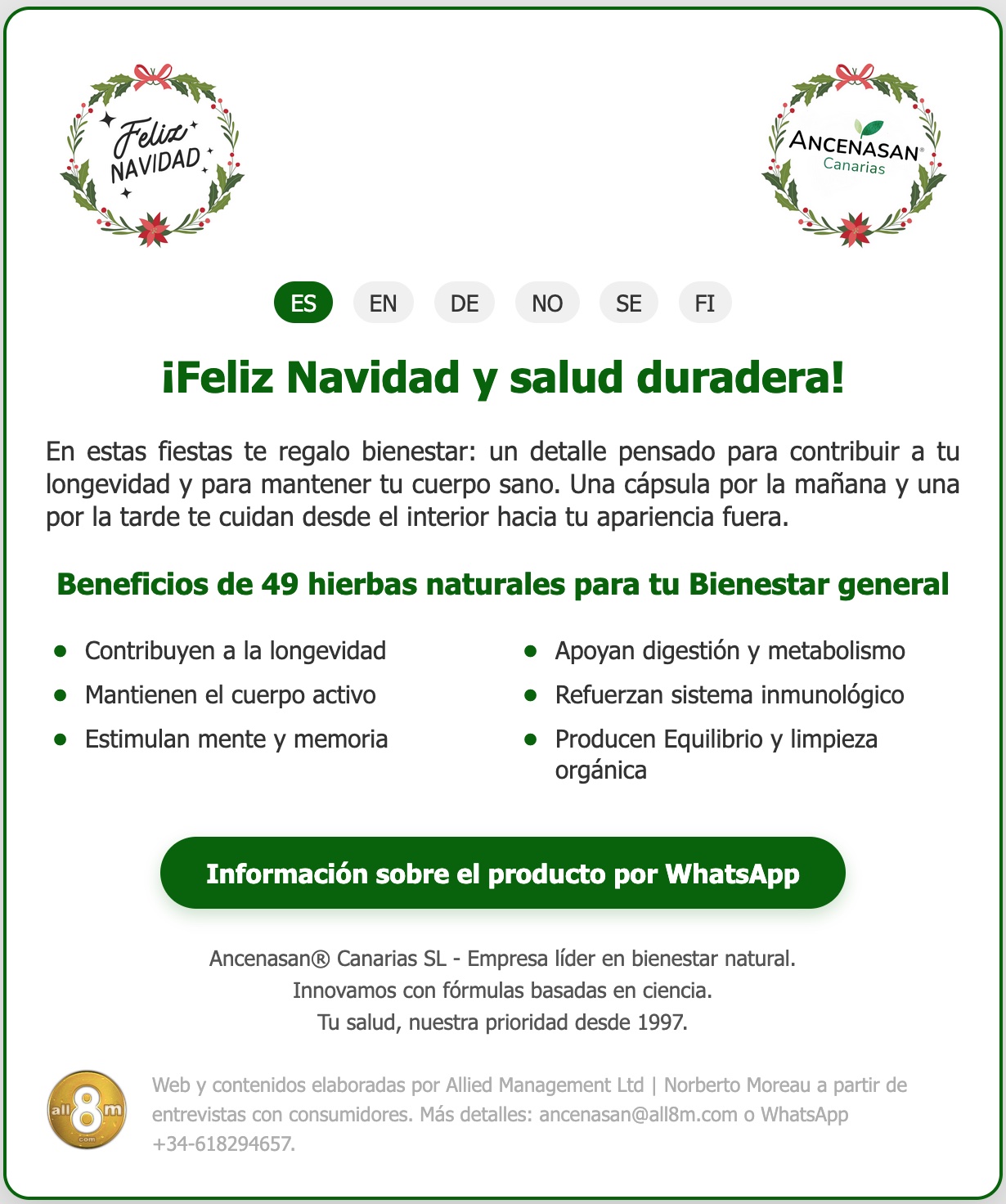 Tarjeta navideña en móvil